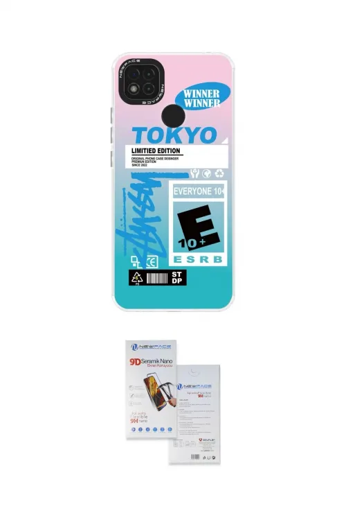 ieg™ Redmi 9C Kılıf Siluet Çizgi Koleksiyonu - Siyah Seramik Nano Ekran Koruyucu
