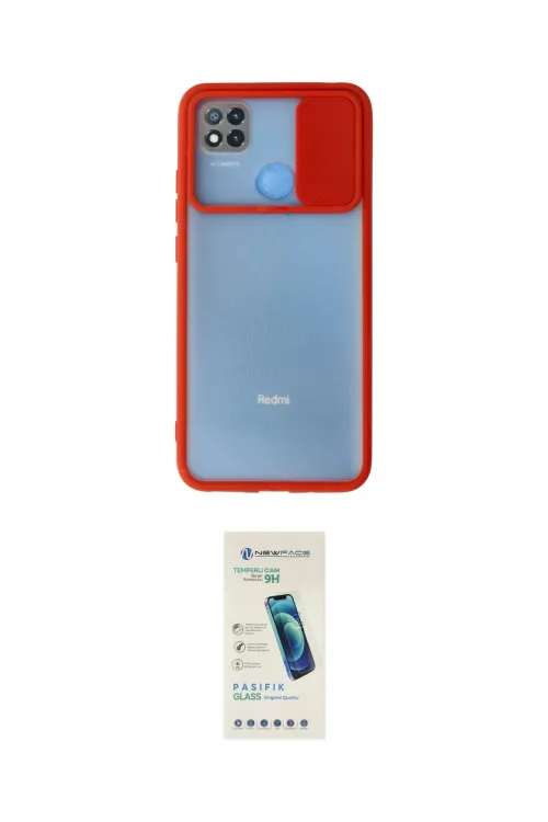 ieg™ Redmi 9C Kılıf Vadi Çizgi - Şeffaf Pasifik Cam Ekran Koruyucu
