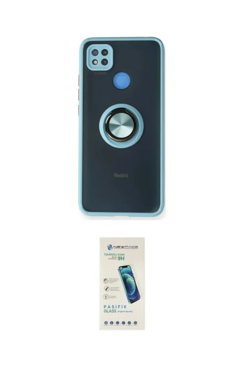 ieg™ Redmi 9C Kılıf Yörünge Çizgi - Şeffaf Pasifik Cam Ekran Koruyucu