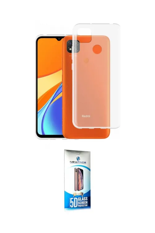 ieg™ Redmi 9C Kılıf Zirve Doku - Siyah 5D Eko Cam Ekran Koruyucu