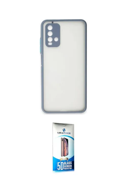 ieg™ Redmi 9T Kılıf Ahenk Çizgi Serisi - Siyah 5D Eko Cam Ekran Koruyucu
