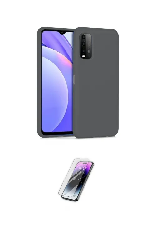 ieg™ Redmi 9T Kılıf Ahenk Serisi - Şeffaf Pasifik Cam Ekran Koruyucu