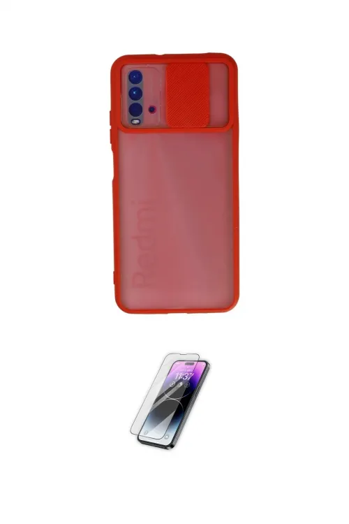 ieg™ Redmi 9T Kılıf Vadi Çizgi - Şeffaf Pasifik Cam Ekran Koruyucu