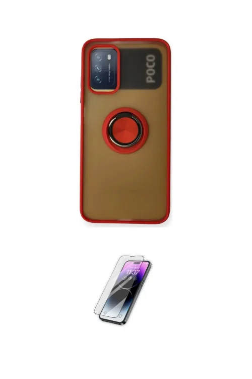 ieg™ Redmi 9T Kılıf Yörünge Çizgi - Şeffaf Pasifik Cam Ekran Koruyucu