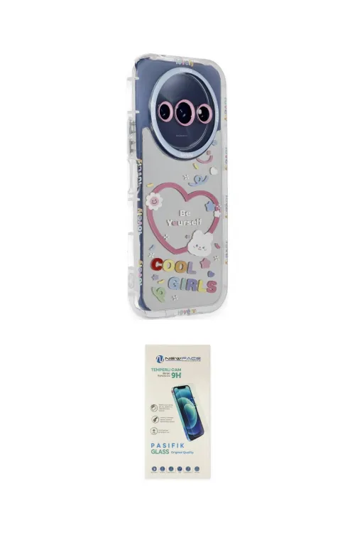 ieg™ Redmi A3 4G Kılıf Ahenk Modern Serisi - Şeffaf Pasifik Cam Ekran Koruyucu