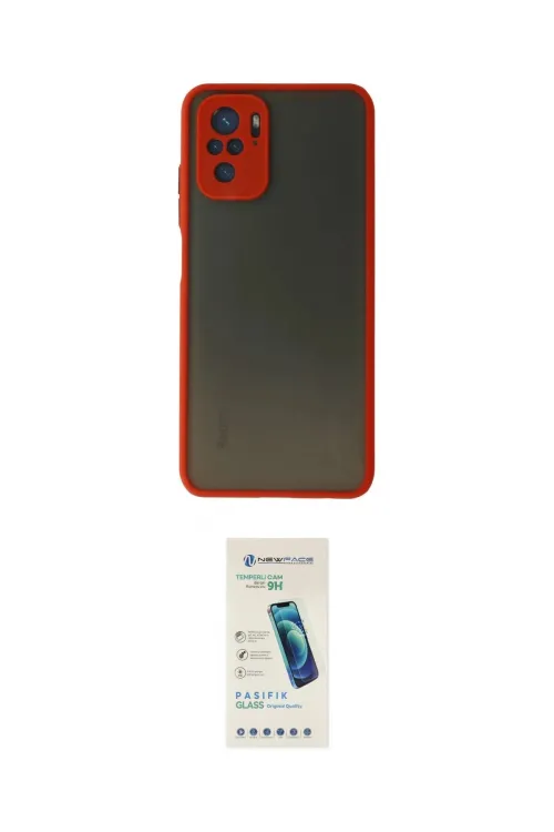 ieg™ Redmi Note 10 Kılıf Ahenk Çizgi Serisi - Şeffaf Pasifik Cam Ekran Koruyucu