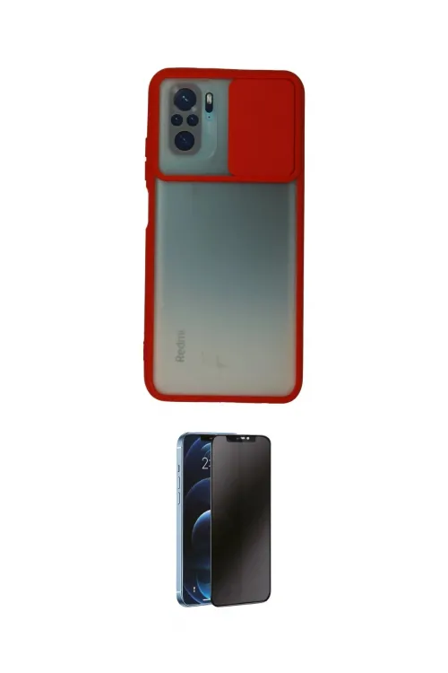 ieg™ Redmi Note 10 Kılıf Vadi Çizgi - Siyah 3D Antistatik Hayalet Cam Ekran Koruyucu