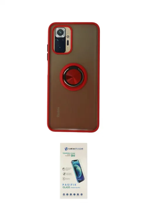 ieg™ Redmi Note 10 Kılıf Yörünge Çizgi - Şeffaf Pasifik Cam Ekran Koruyucu