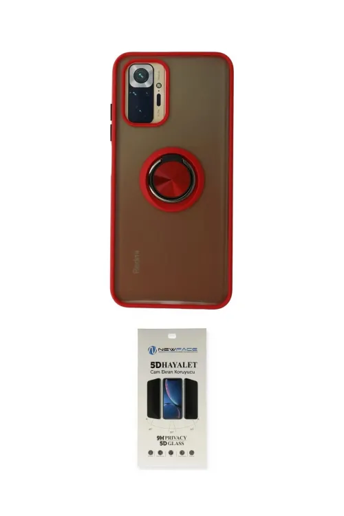ieg™ Redmi Note 10 Kılıf Yörünge Çizgi - Siyah 5D Hayalet Cam Ekran Koruyucu