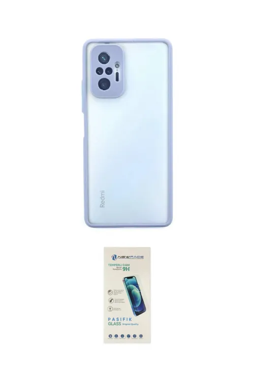 ieg™ Redmi Note 10 Pro Kılıf Ahenk Çizgi Serisi - Şeffaf Pasifik Cam Ekran Koruyucu