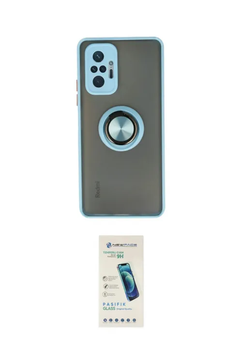 ieg™ Redmi Note 10 Pro Kılıf Yörünge Çizgi - Şeffaf Pasifik Cam Ekran Koruyucu