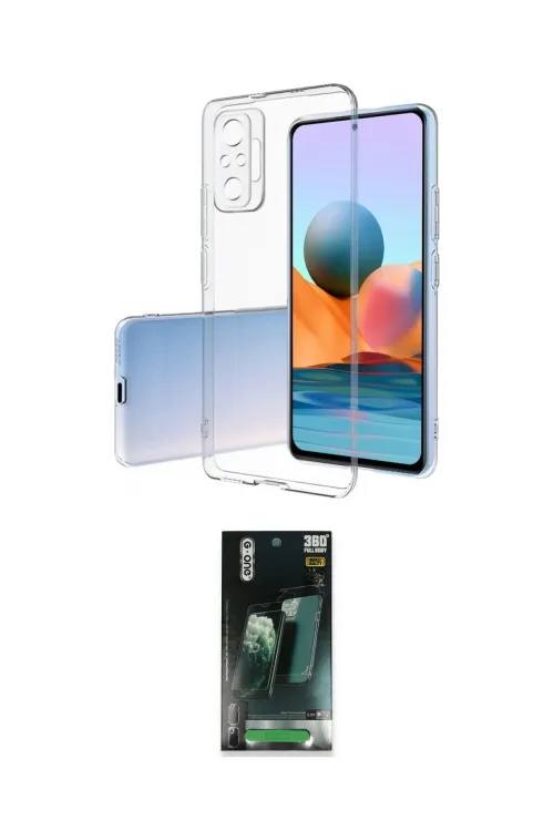 ieg™ Redmi Note 10 Pro Kılıf Zirve Doku - Şeffaf 360 Full Body Arka Koruyucu