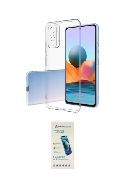 ieg™ Redmi Note 10 Pro Kılıf Zirve Doku - Şeffaf Pasifik Cam Ekran Koruyucu