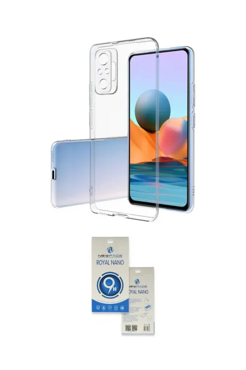 ieg™ Redmi Note 10 Pro Kılıf Zirve Doku - Şeffaf Royal Nano Ekran Koruyucu