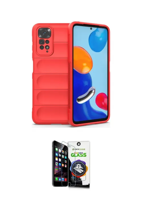 ieg™ Redmi Note 11 Kılıf Atlas Koleksiyonu - Şeffaf Temperli Cam Ekran Koruyucu