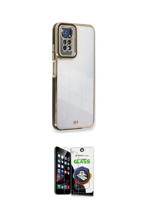 ieg™ Redmi Note 11 Kılıf Çekirdek Klasik Serisi - Şeffaf Temperli Cam Ekran Koruyucu