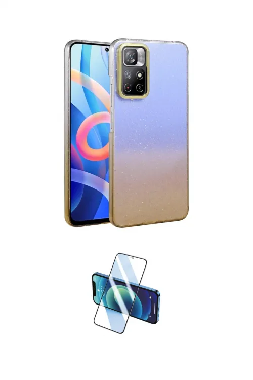 ieg™ Redmi Note 11 Pro Kılıf Kıvılcım Minimal Özel Seri - Siyah 3D Antistatik Cam Ekran Koruyucu