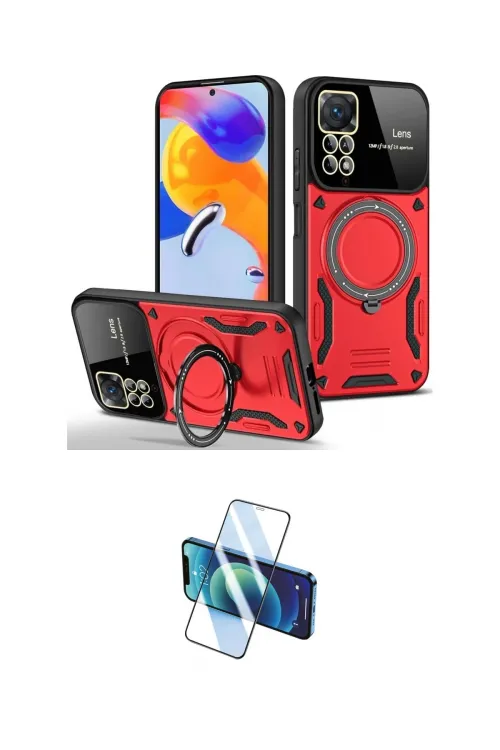 ieg™ Redmi Note 11 Pro Kılıf Kıvılcım Modern Serisi - Siyah 3D Antistatik Cam Ekran Koruyucu