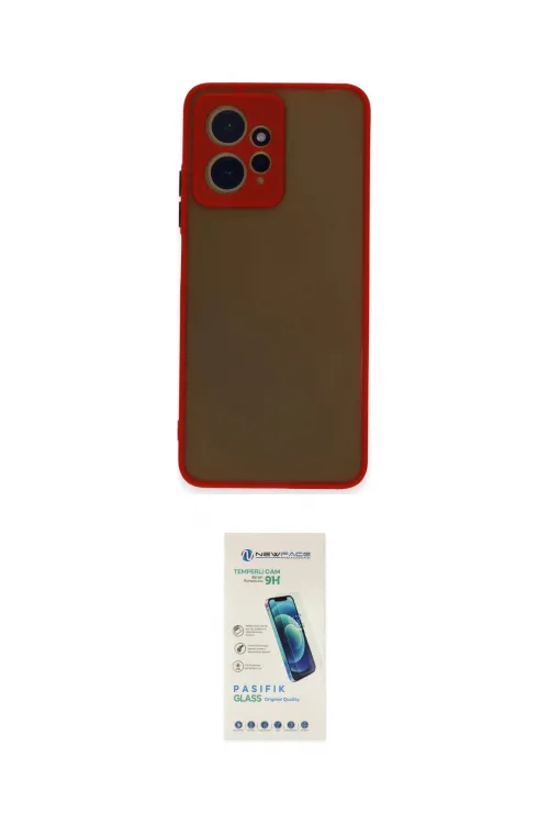 ieg™ Redmi Note 12 4G Kılıf Ahenk Çizgi Serisi - Şeffaf Pasifik Cam Ekran Koruyucu