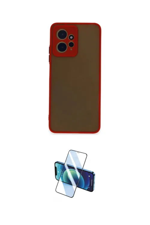 ieg™ Redmi Note 12 4G Kılıf Ahenk Çizgi Serisi - Siyah 3D Antistatik Cam Ekran Koruyucu