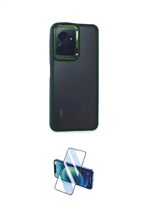 ieg™ Redmi Note 12 4G Kılıf Eksen Doku Prime - Siyah 3D Antistatik Cam Ekran Koruyucu