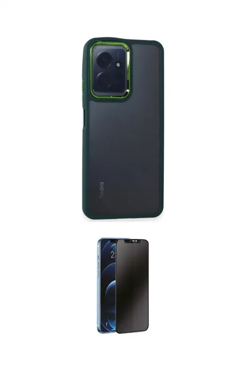 ieg™ Redmi Note 12 4G Kılıf Eksen Doku Prime - Siyah 3D Antistatik Hayalet Cam Ekran Koruyucu