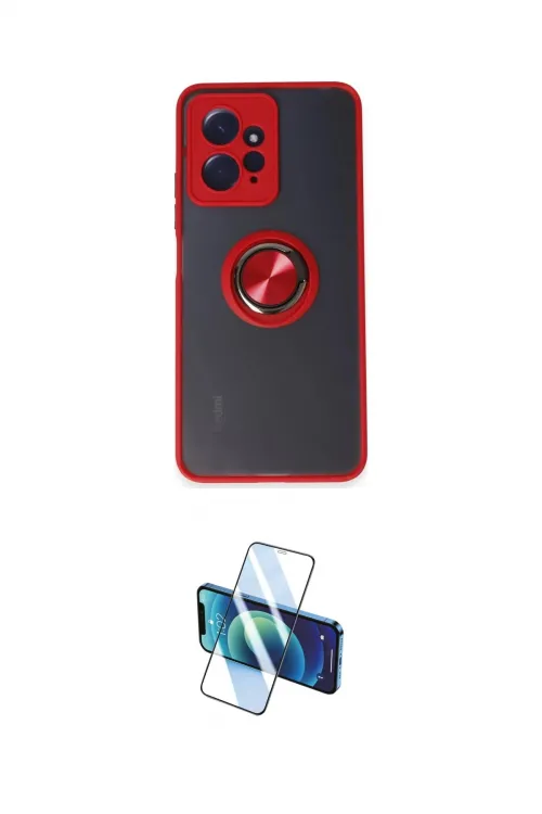 ieg™ Redmi Note 12 4G Kılıf Yörünge Çizgi - Siyah 3D Antistatik Cam Ekran Koruyucu