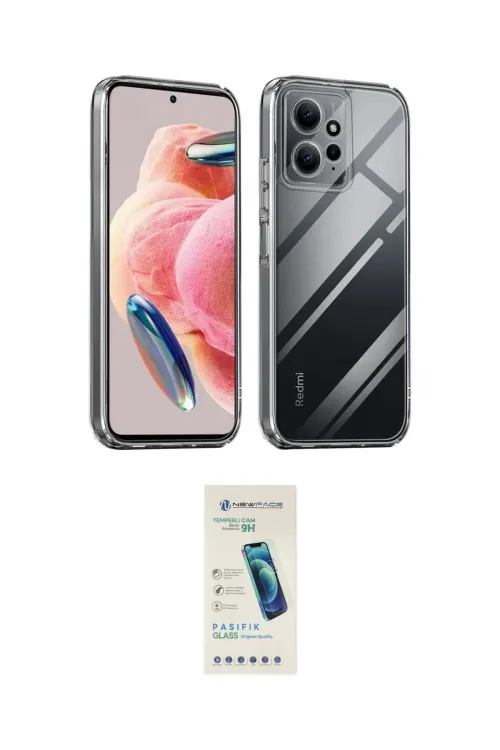 ieg™ Redmi Note 12 4G Kılıf Zirve Doku - Şeffaf Pasifik Cam Ekran Koruyucu
