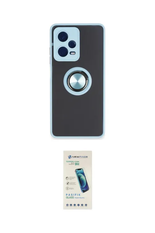 ieg™ Redmi Note 12 5G Kılıf Yörünge Çizgi - Şeffaf Pasifik Cam Ekran Koruyucu