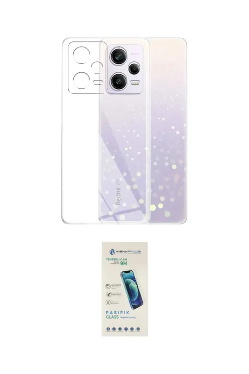 ieg™ Redmi Note 12 5G Kılıf Zirve Doku - Şeffaf Pasifik Cam Ekran Koruyucu