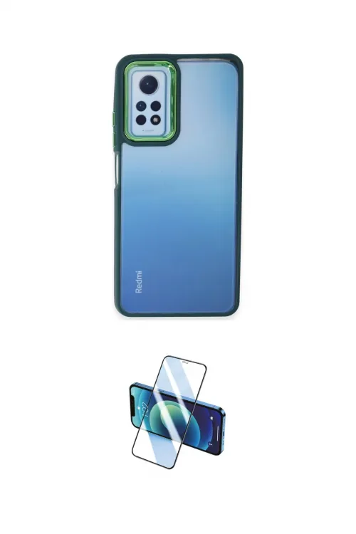 ieg™ Redmi Note 12 Pro 4G Kılıf Eksen Doku Prime - Siyah 3D Antistatik Cam Ekran Koruyucu