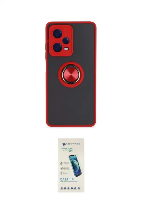 ieg™ Redmi Note 12 Pro 5G Kılıf Yörünge Çizgi - Şeffaf Pasifik Cam Ekran Koruyucu