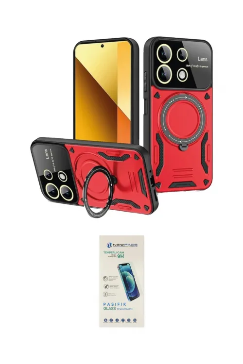 ieg™ Redmi Note 13 4G Kılıf Kıvılcım Modern Serisi - Şeffaf Pasifik Cam Ekran Koruyucu