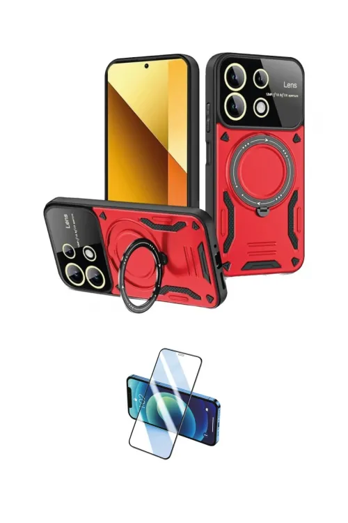 ieg™ Redmi Note 13 4G Kılıf Kıvılcım Modern Serisi - Siyah 3D Antistatik Cam Ekran Koruyucu