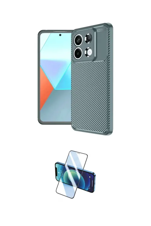 ieg™ Redmi Note 13 Pro 4G Kılıf Eksen Form Prime - Siyah 3D Antistatik Cam Ekran Koruyucu
