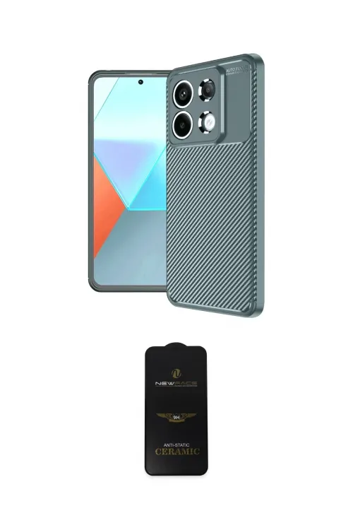 ieg™ Redmi Note 13 Pro 4G Kılıf Eksen Form Prime - Siyah 6D Antistatik Mat Seramik Hayalet Nano Ekran Koruyucu