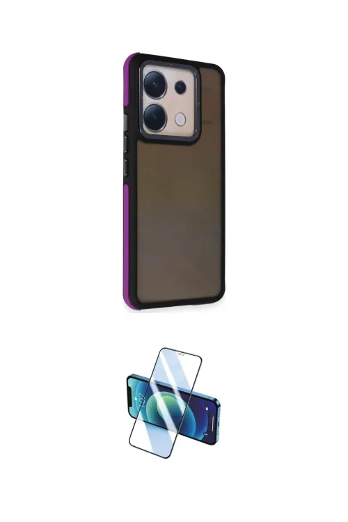 ieg™ Redmi Note 13 Pro 4G Kılıf Eksen Işık - Siyah 3D Antistatik Cam Ekran Koruyucu