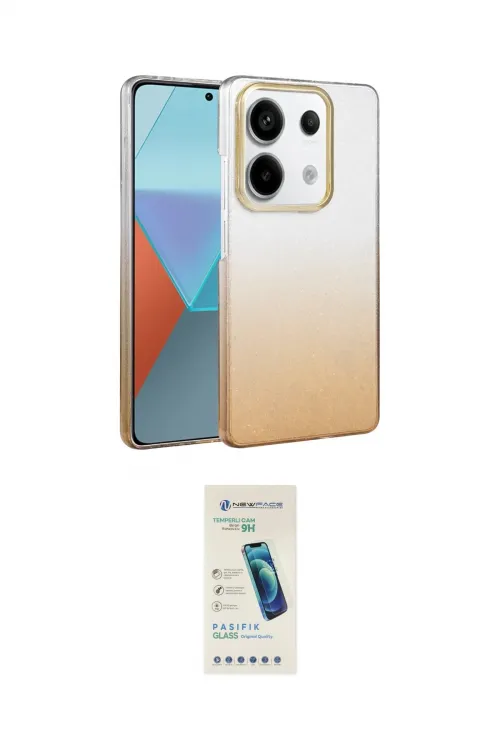 ieg™ Redmi Note 13 Pro 4G Kılıf Kıvılcım Minimal Özel Seri - Şeffaf Pasifik Cam Ekran Koruyucu