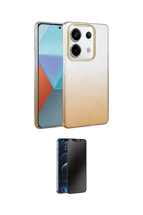 ieg™ Redmi Note 13 Pro 4G Kılıf Kıvılcım Minimal Özel Seri - Siyah 3D Antistatik Hayalet Cam Ekran Koruyucu