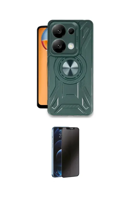ieg™ Redmi Note 13 Pro 4G Kılıf Nova Yansıma Prime - Siyah 3D Antistatik Hayalet Cam Ekran Koruyucu