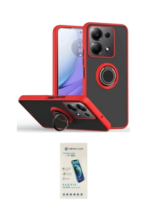 ieg™ Redmi Note 13 Pro 4G Kılıf Yörünge Çizgi - Şeffaf Pasifik Cam Ekran Koruyucu