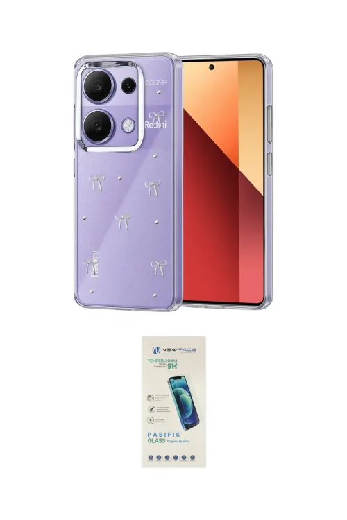 ieg™ Redmi Note 13 Pro 4G Kılıf Yörünge Form - Şeffaf Pasifik Cam Ekran Koruyucu