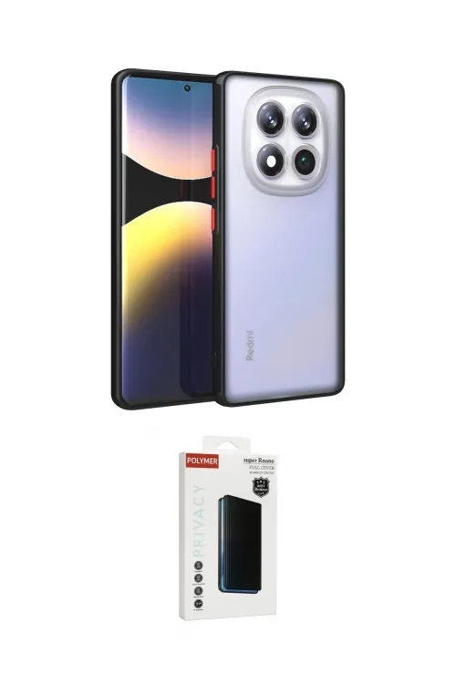 ieg™ Redmi Note 14 Pro Plus Kılıf Ahenk Çizgi Serisi - Siyah Hayalet Polymer Nano Ekran Koruyucu