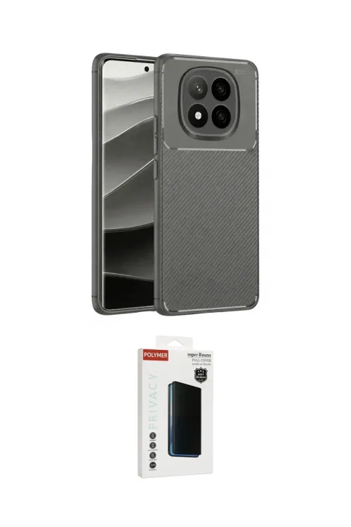 ieg™ Redmi Note 14 Pro Plus Kılıf Eksen Form Prime - Siyah Hayalet Polymer Nano Ekran Koruyucu