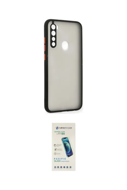 ieg™ Redmi Note 8 Kılıf Ahenk Çizgi Serisi - Şeffaf Pasifik Cam Ekran Koruyucu