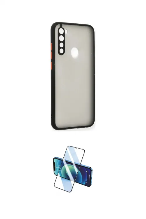 ieg™ Redmi Note 8 Kılıf Ahenk Çizgi Serisi - Siyah 3D Antistatik Cam Ekran Koruyucu