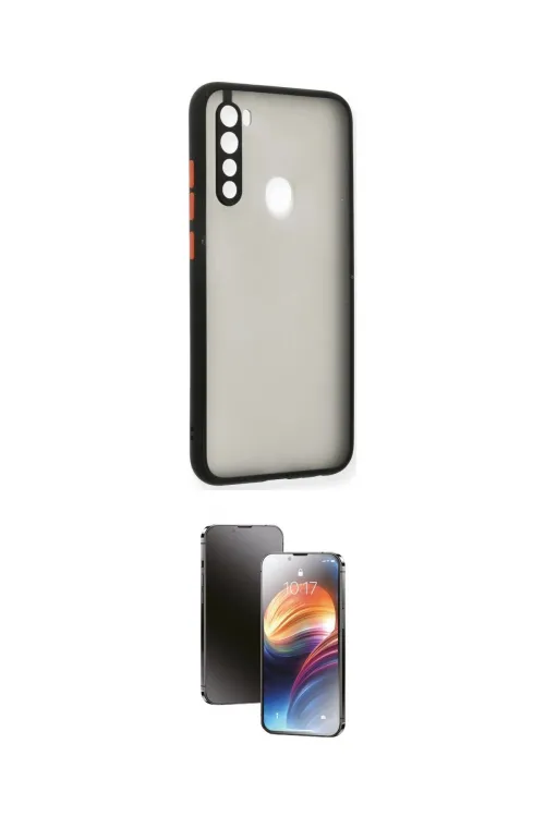 ieg™ Redmi Note 8 Kılıf Ahenk Çizgi Serisi - Siyah 3D Antistatik Mat Seramik Nano Ekran Koruyucu