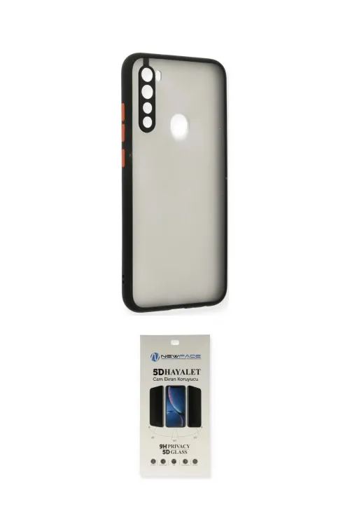 ieg™ Redmi Note 8 Kılıf Ahenk Çizgi Serisi - Siyah 5D Hayalet Cam Ekran Koruyucu