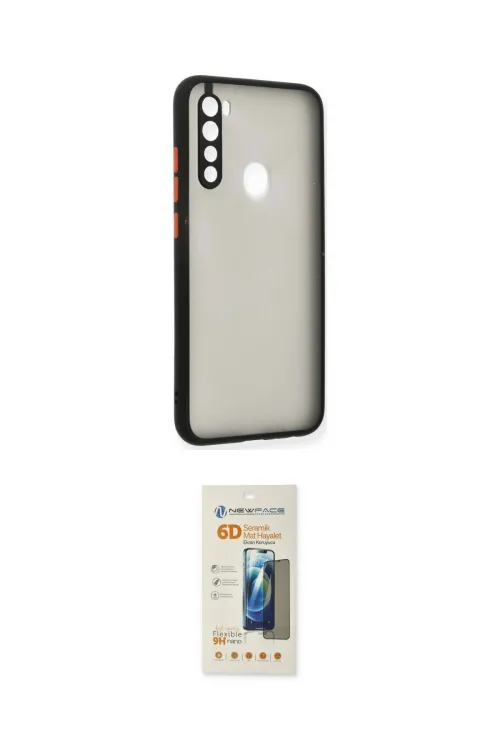 ieg™ Redmi Note 8 Kılıf Ahenk Çizgi Serisi - Siyah 6D Mat Seramik Hayalet Nano Ekran Koruyucu