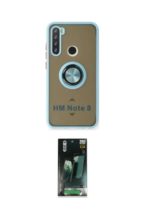 ieg™ Redmi Note 8 Kılıf Yörünge Çizgi - Şeffaf 360 Full Body Arka Koruyucu
